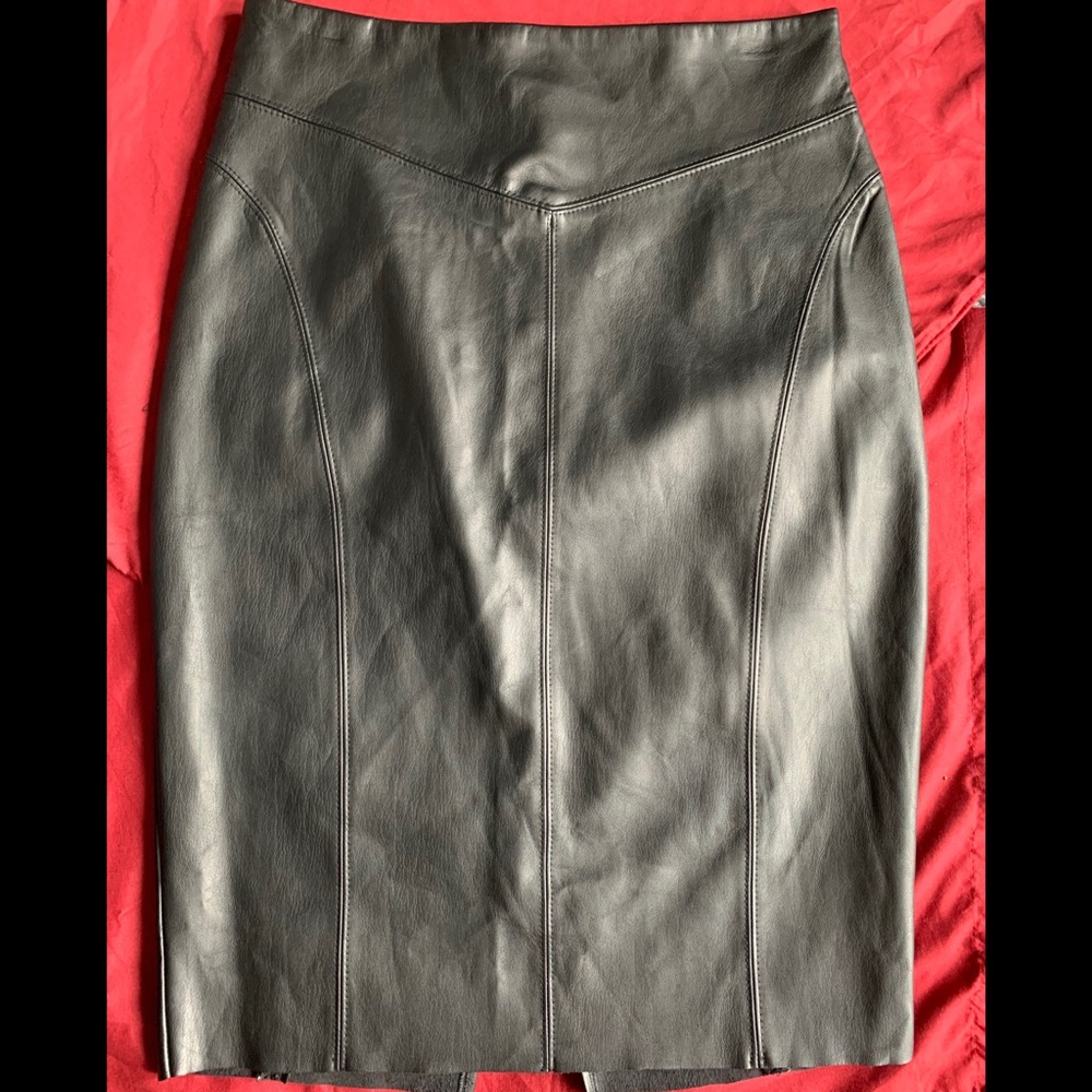 Express Black Faux Leather Pencil Skirt